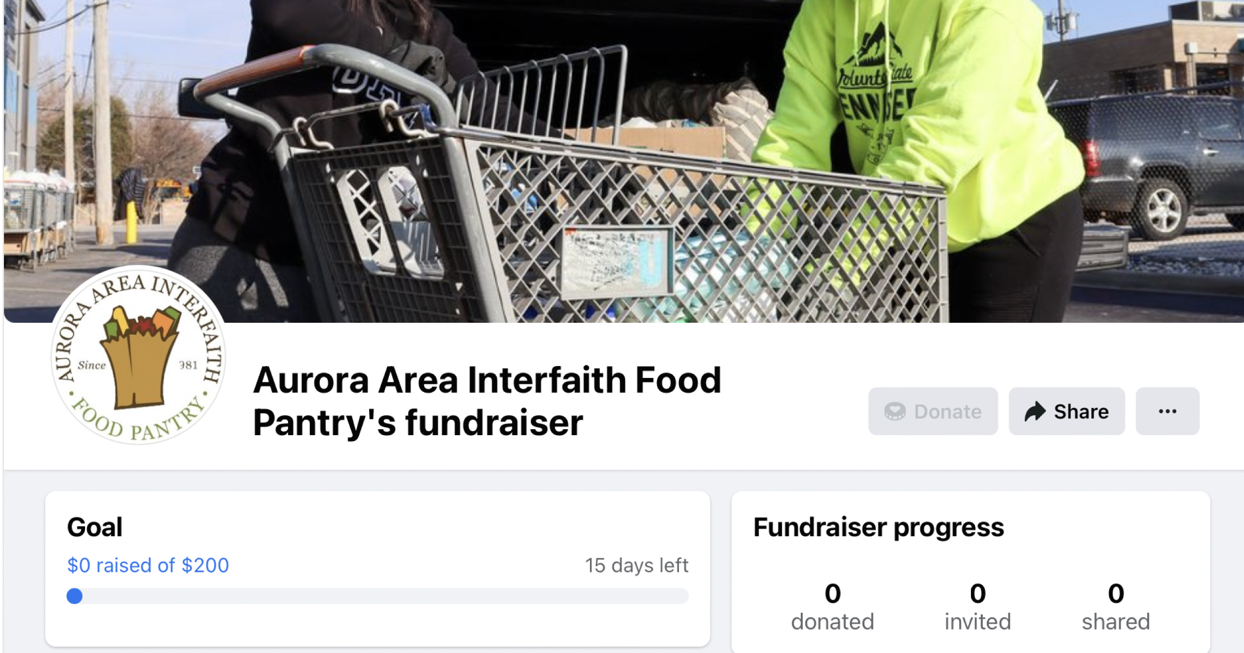Image of a Facebook Fundraiser. Host a fundraiser with us!